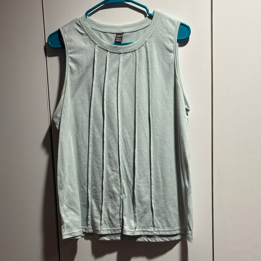 SHEIN‎ Light Green Pleated Tank Top large business casual